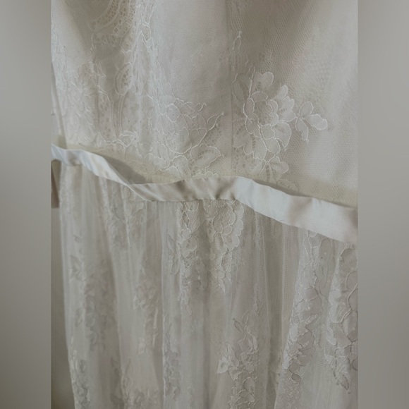NWT Plus Size Wedding Dress White Lace Boho Cap Sleeve Size 18W Empire Waist - Picture 15 of 15